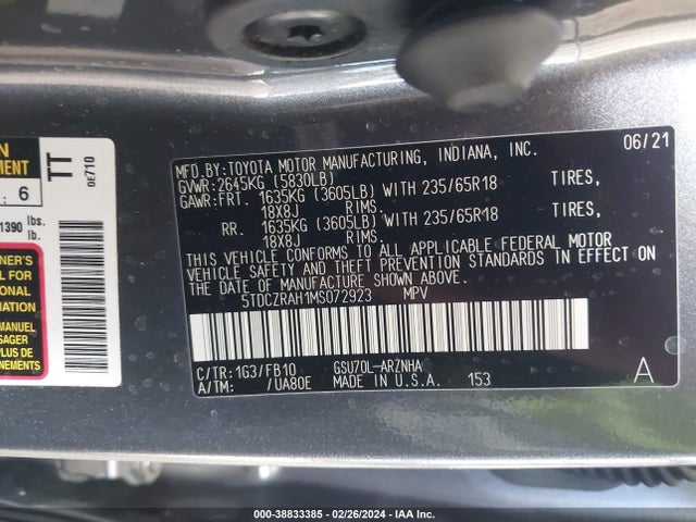 Toyota Highlander L 2021 5TDCZRAH1MS072923 Image 9
