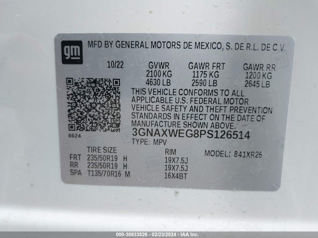 Chevrolet Equinox Awd Rs 2023 3GNAXWEG8PS126514 Image 9