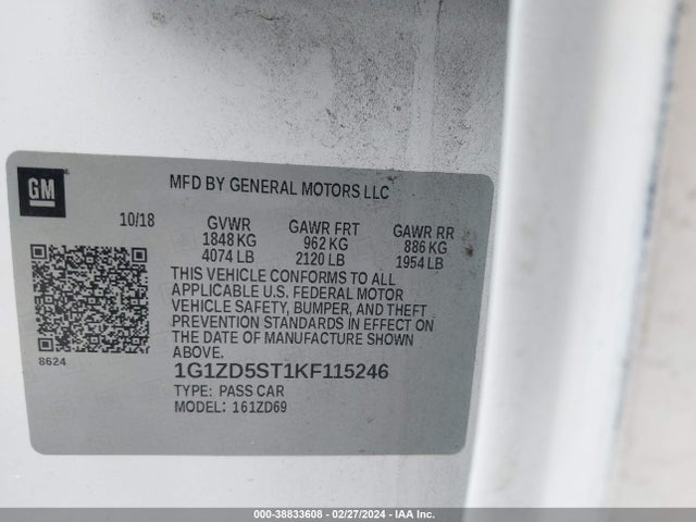 Chevrolet MALIBU LT 2019 1G1ZD5ST1KF115246 Image 9