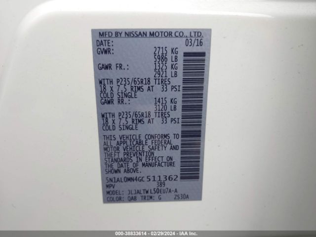 5N1AL0MN4GC511362 Infiniti QX60