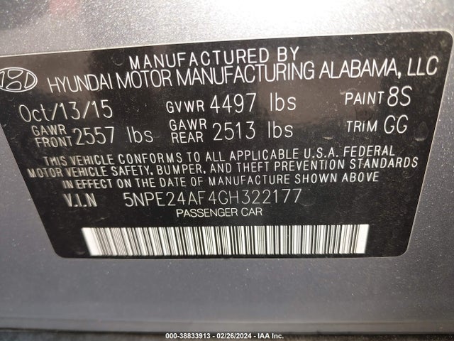 Hyundai SONATA SE 2016 5NPE24AF4GH322177 Image 9
