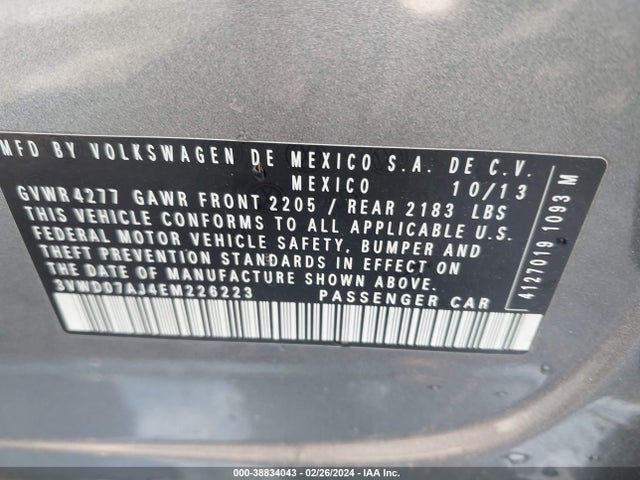 3VWD07AJ4EM226223 Volkswagen Jetta 1.8t Se