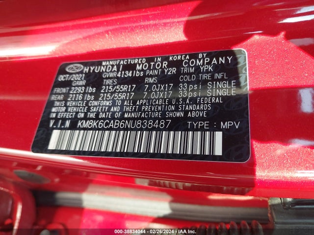Hyundai Kona Sel 2022 KM8K6CAB6NU838487 Image 9