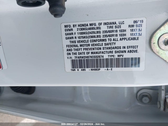 Honda Cr-v Ex-l 2019 7FARW2H87KE032674 Image 9