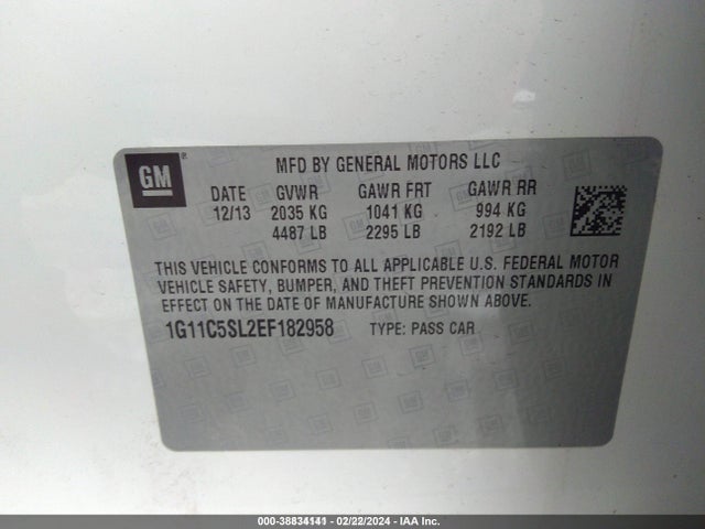 Chevrolet MALIBU 1LT 2014 1G11C5SL2EF182958 Image 9