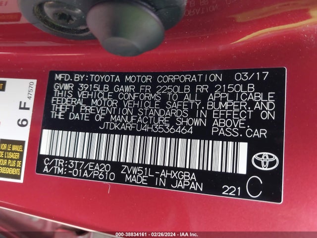 Toyota Prius Four 2017 JTDKARFU4H3536464 Image 9