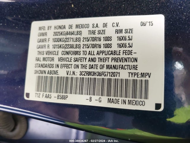 Honda CR-V LX 2015 3CZRM3H36FG712071 Image 9