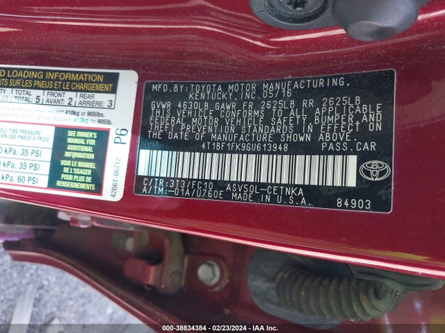 Toyota CAMRY LE 2016 4T1BF1FK9GU613948 Image 9