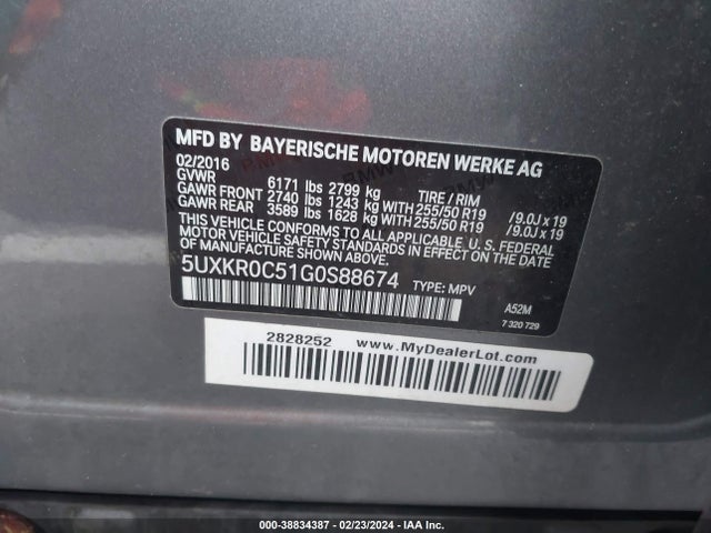 BMW X5 Xdrive35i 2016 5UXKR0C51G0S88674 Image 9