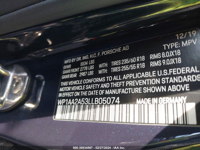 2020 PORSCHE MACAN WP1AA2A53LLB05074 Photo 8