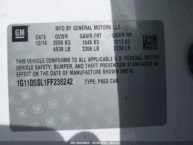Chevrolet MALIBU 2LT 2015 1G11D5SL1FF238242 Image 9