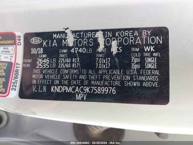 KIA Sportage Lx 2019 KNDPMCAC9K7589976 Image 9