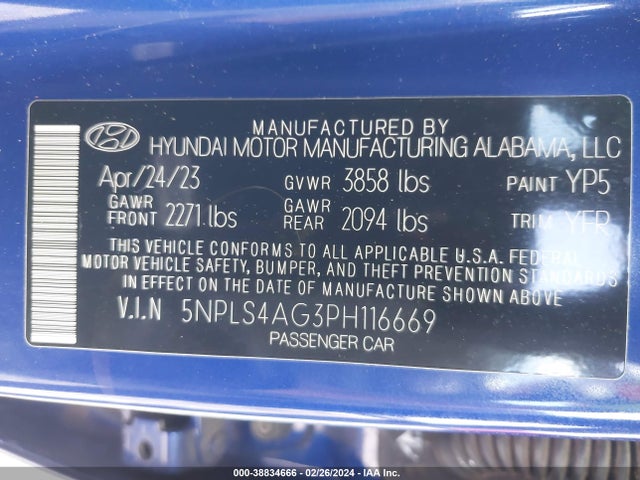 Hyundai ELANTRA SEL 2023 5NPLS4AG3PH116669 Image 9