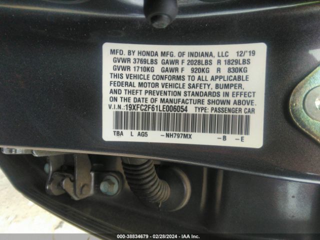 19XFC2F61LE006054 Honda Civic Lx