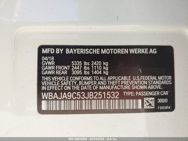 BMW 530e Iperformance 2018 WBAJA9C53JB251532 Image 9