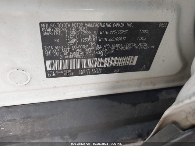 Toyota RAV4 LE 2022 2T3H1RFV8NC200992 Image 9