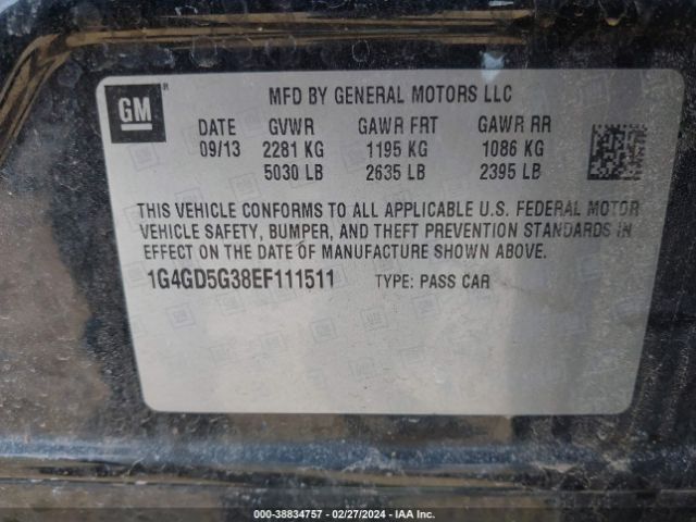 1G4GD5G38EF111511 Buick Lacrosse Premium I Group