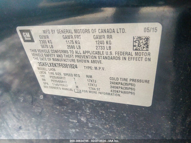 GMC Terrain Slt-1 2015 2GKFLXEK7F6381824 Image 9