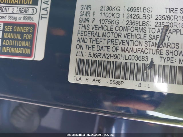 Honda Cr-v Touring 2017 5J6RW2H90HL003683 Image 9