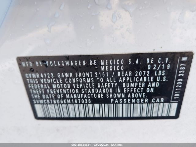 3VWCB7BU6KM167038 Volkswagen Jetta 1.4t R-line/1.4t S/1.4t Se