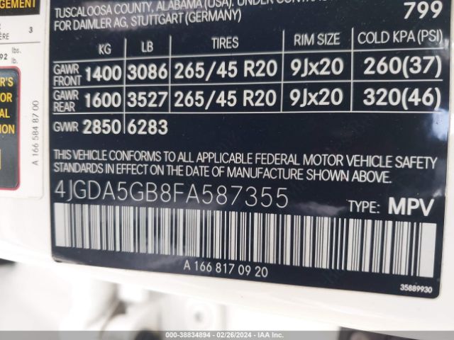 4JGDA5GB8FA587355 Mercedes-Benz Ml 400 4matic