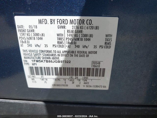 Ford Explorer 2018 1FM5K7B86JGB97322 Image 9
