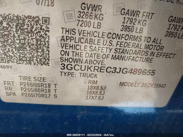 Chevrolet Silverado 1500 1lt 2018 3GCUKREC3JG489655 Image 9