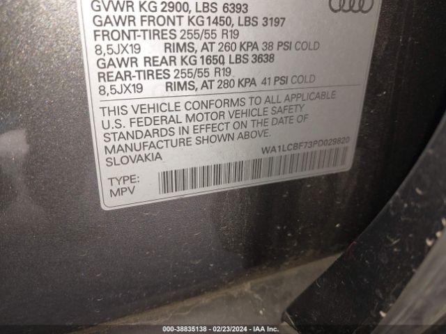 WA1LCBF73PD029820 Audi Q7 Premium Plus 45 Tfsi Quattro Tiptronic