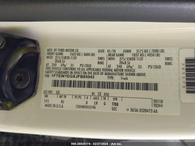 Ford F-150 King Ranch 2018 1FTEW1EGXJFB85043 Image 9