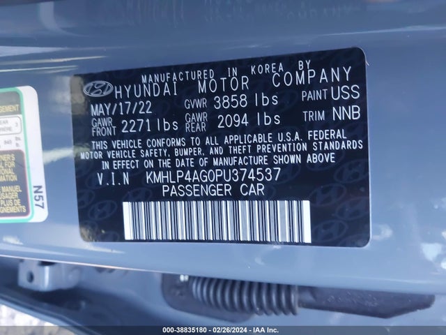 Hyundai Elantra Limited 2023 KMHLP4AG0PU374537 Image 9