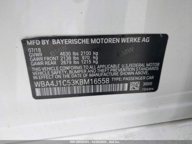 WBA4J1C53KBM16558 BMW 430i Gran Coupe