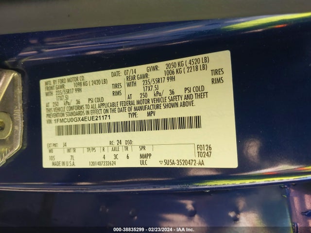Ford ESCAPE SE 2014 1FMCU0GX4EUE21171 Image 9