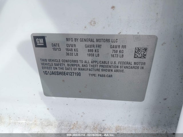 Chevrolet Sonic Ls Auto 2014 1G1JA6SH6E4127190 Image 9