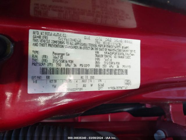 1FADP3F23GL310746 Ford FOCUS SE