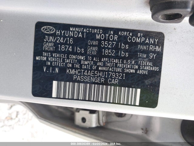 Hyundai ACCENT SE 2017 KMHCT4AE5HU179321 Image 9