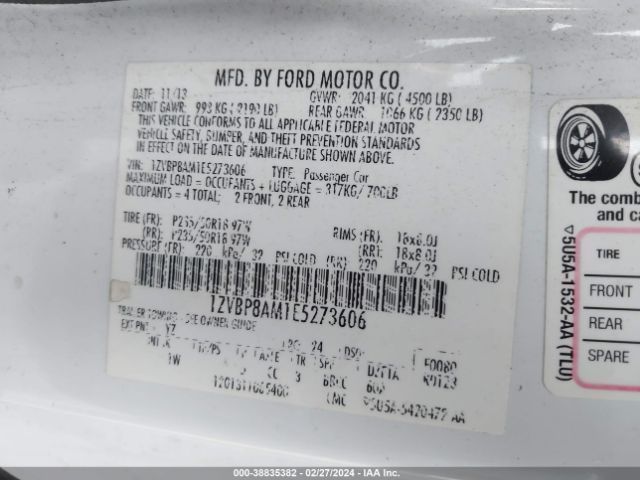 2014 FORD MUSTANG 1ZVBP8AM1E5273606 Photo 8