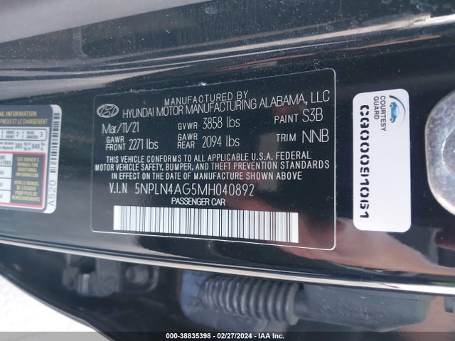 Hyundai ELANTRA SEL 2021 5NPLN4AG5MH040892 Image 9