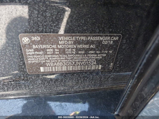 BMW 340i 2018 WBA8B3G57JNV01534 Image 9