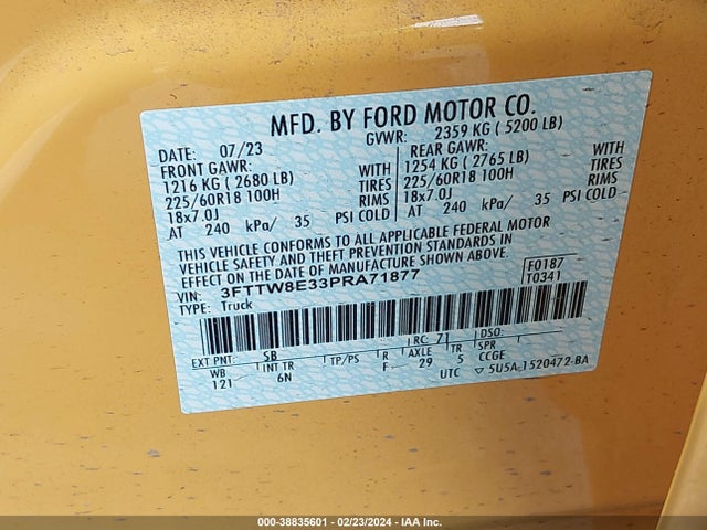 Ford Maverick Lariat 2023 3FTTW8E33PRA71877 Image 9