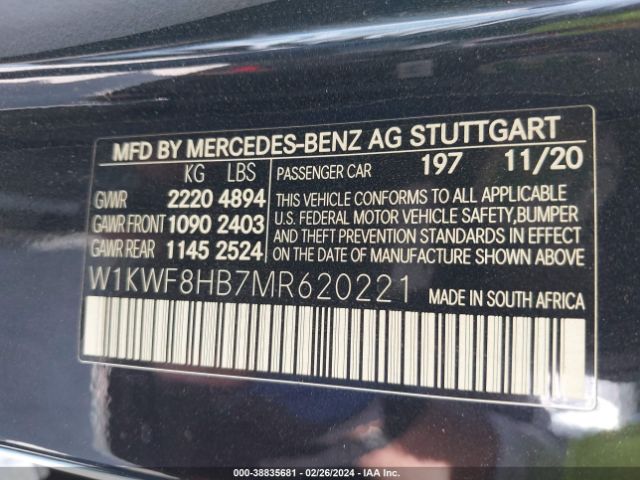 W1KWF8HB7MR620221 Mercedes-Benz Amg C 63 S