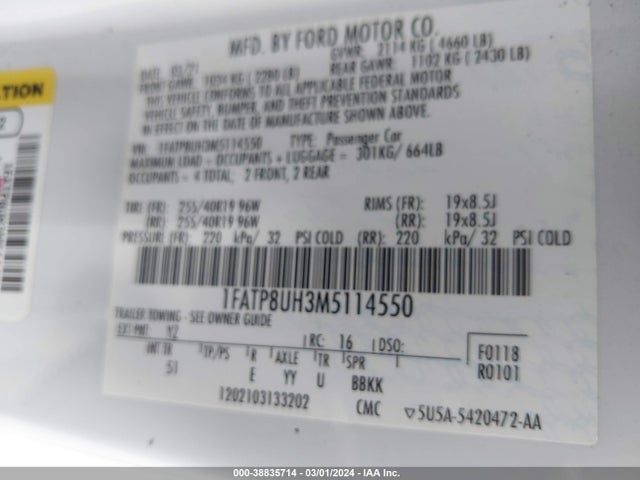 Ford Mustang Ecoboost Premium 2021 1FATP8UH3M5114550 Image 9