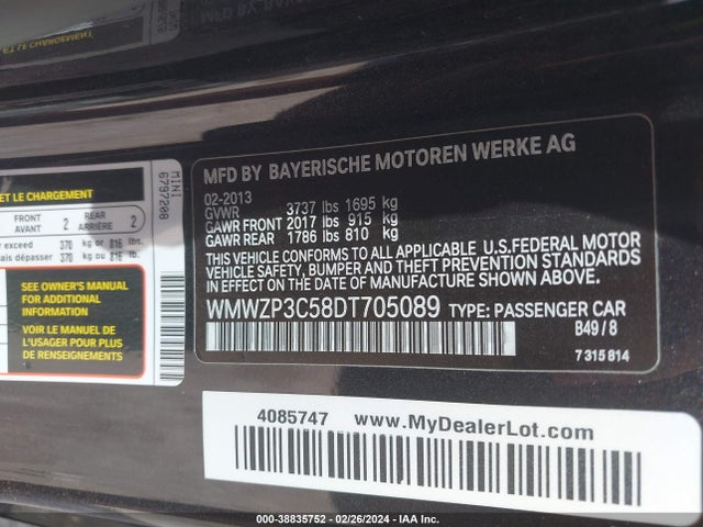 2013 MINI CONVERTIBLE WMWZP3C58DT705089 Photo 8