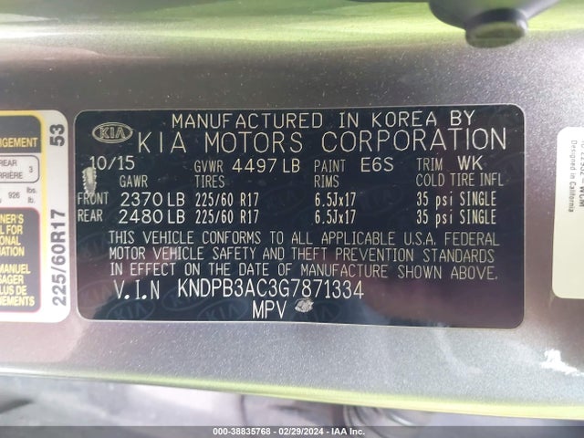 KIA Sportage Lx 2016 KNDPB3AC3G7871334 Image 9
