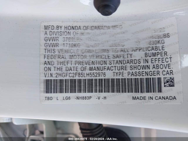 Honda Civic Sport 2020 2HGFC2F85LH552976 Image 9