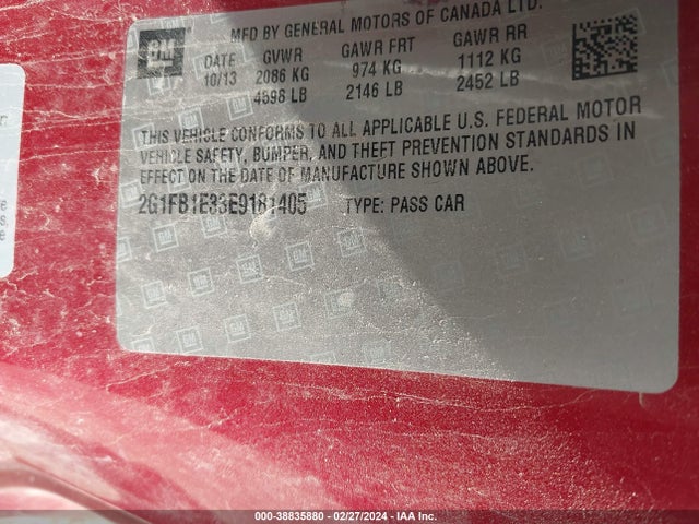 Chevrolet Camaro 1lt 2014 2G1FB1E33E9181405 Image 9