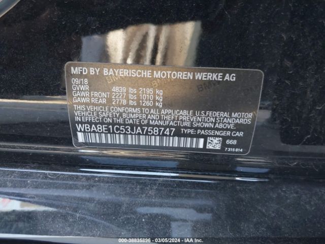 WBA8E1C53JA758747 BMW 330e Iperformance