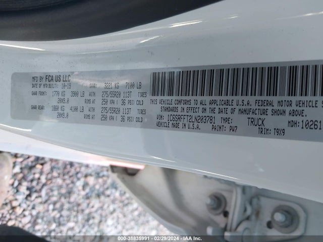 RAM 1500 Big Horn  4x4 5'7 Box 2020 1C6SRFFT2LN203781 Image 9