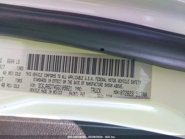 RAM 1500 Tradesman 2016 3C6JR6DT4GG109821 Image 9