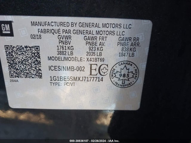 Chevrolet Cruze Lt Auto 2018 1G1BE5SMXJ7177714 Image 9