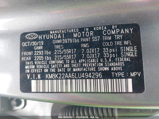 Hyundai Kona Sel 2020 KM8K22AA6LU494296 Image 9